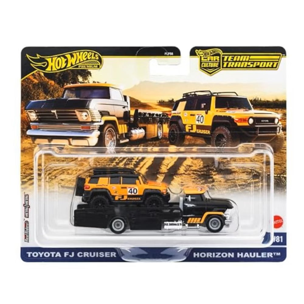 Hot Wheels Premium - Toyota FJ Cruiser + Horizon Hauler - Series Car Culture Team Transport - Scala 1/64