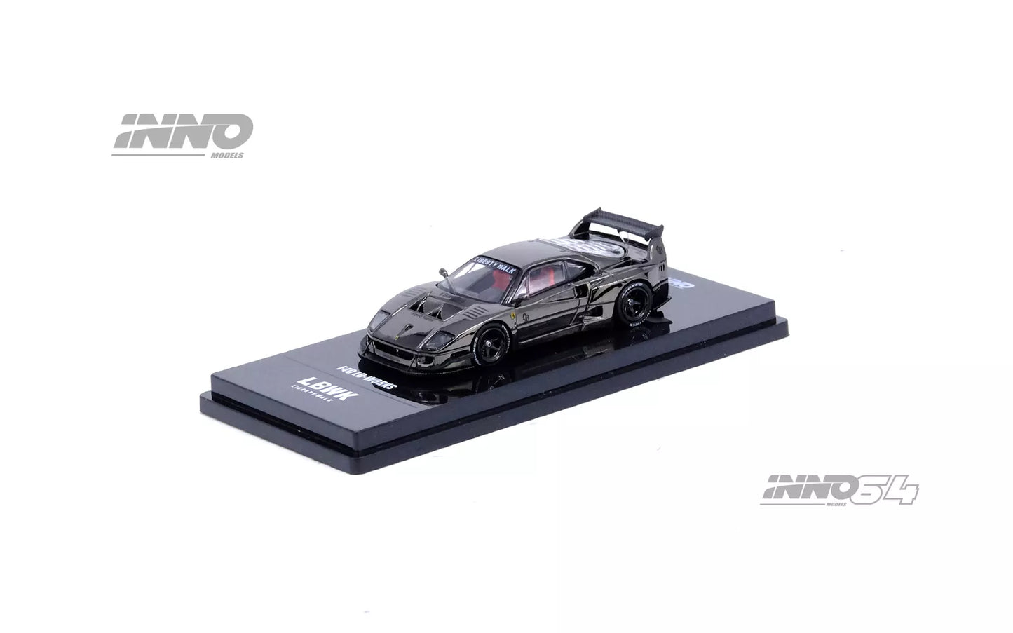INNO64 - Liberty Walk Ferrari F40 Chrome Black - Scala 1/64 IN64-LBWKF40-CHB