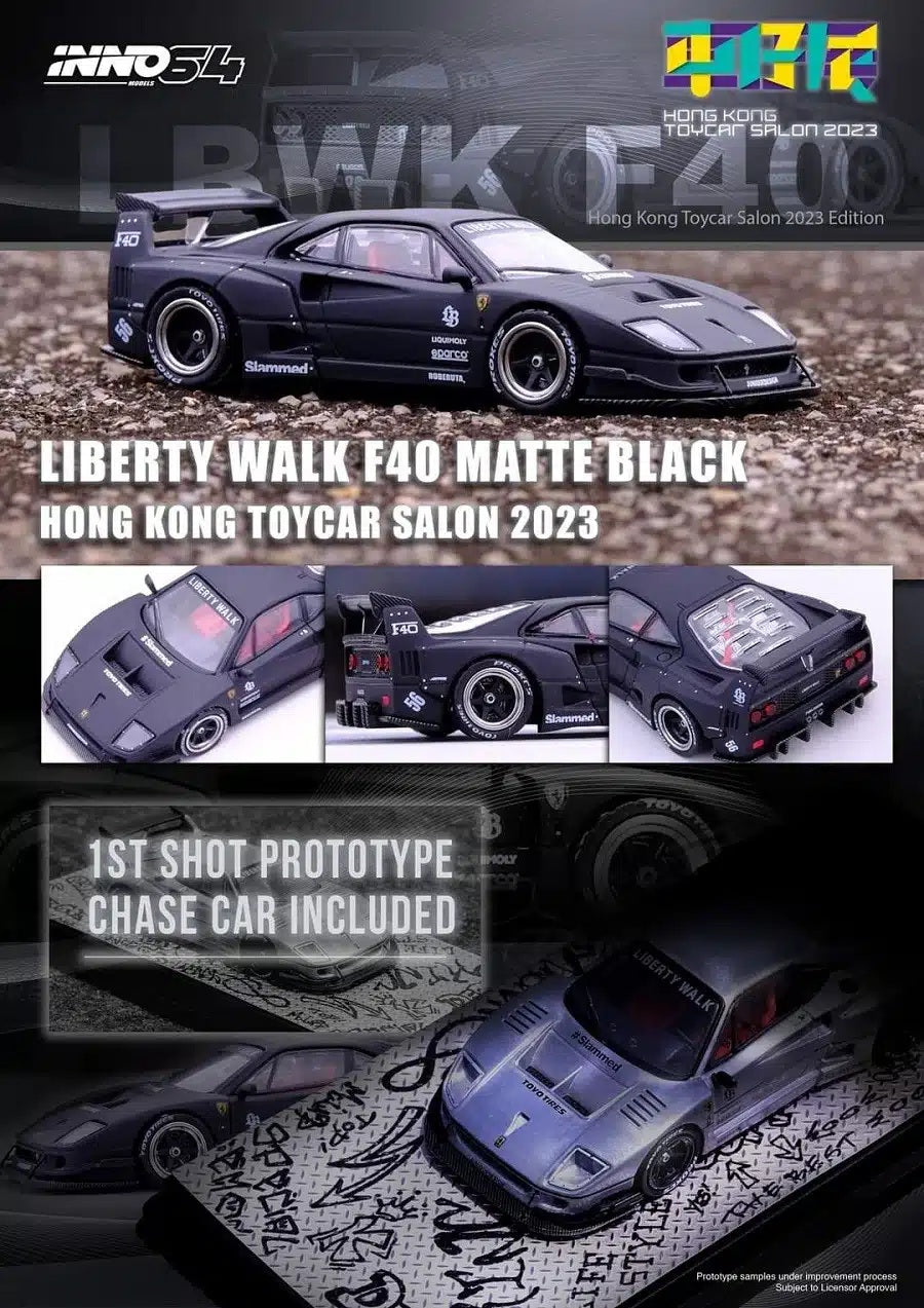 INNO64 リバティウォーク F40 香港トイカーサロン2023特別版 INNO64 - LBWK Ferrari F40 Matt Black Hong Kong Toycar Salon 2023