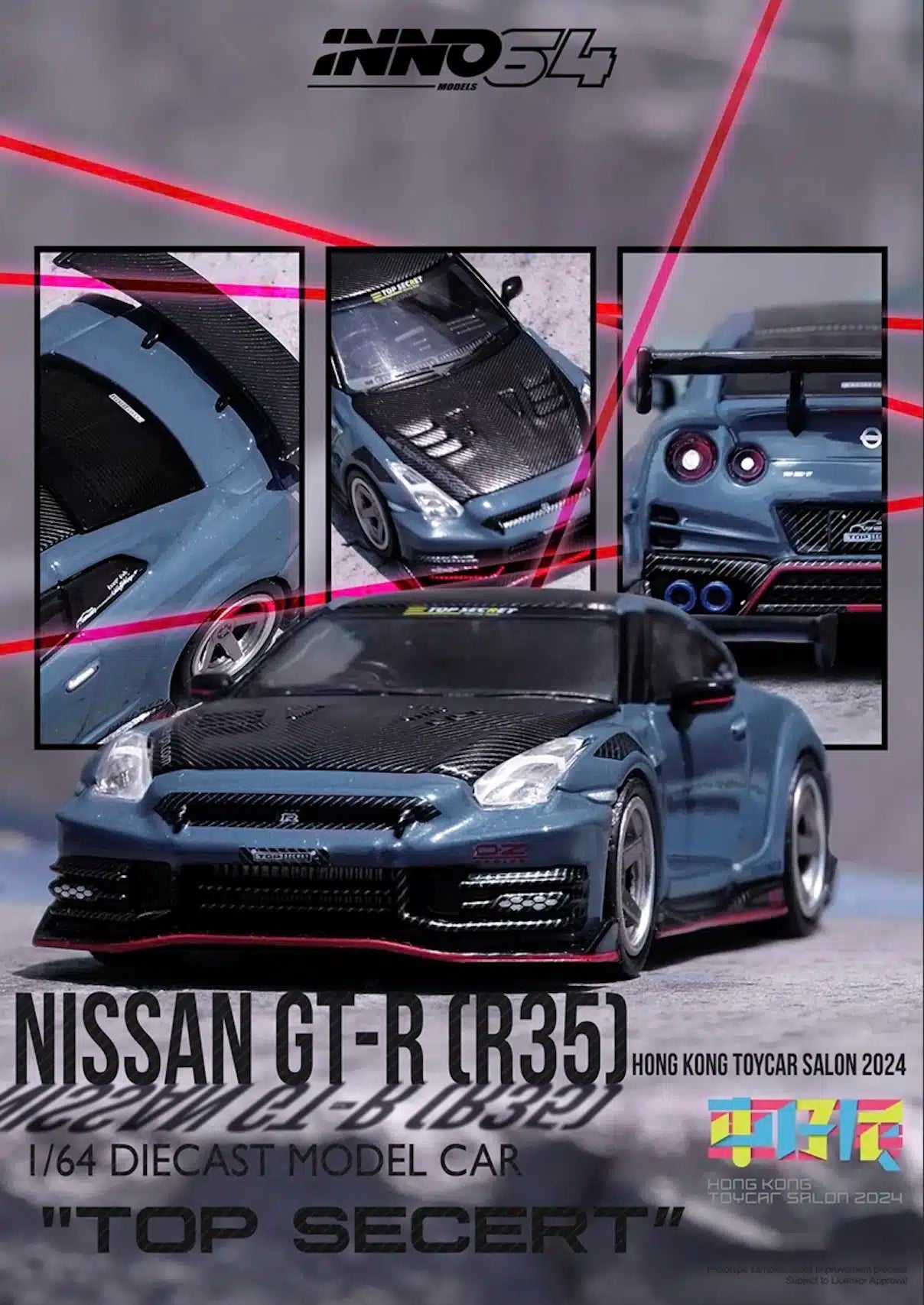 INNO64 - Nissan GT-R (R35) Nismo 2024 Édition Top Secret Hong Kong Toy Car Salon 2024 Édition Spéciale - Échelle 1/64 IN64-R35TS-HKTS24