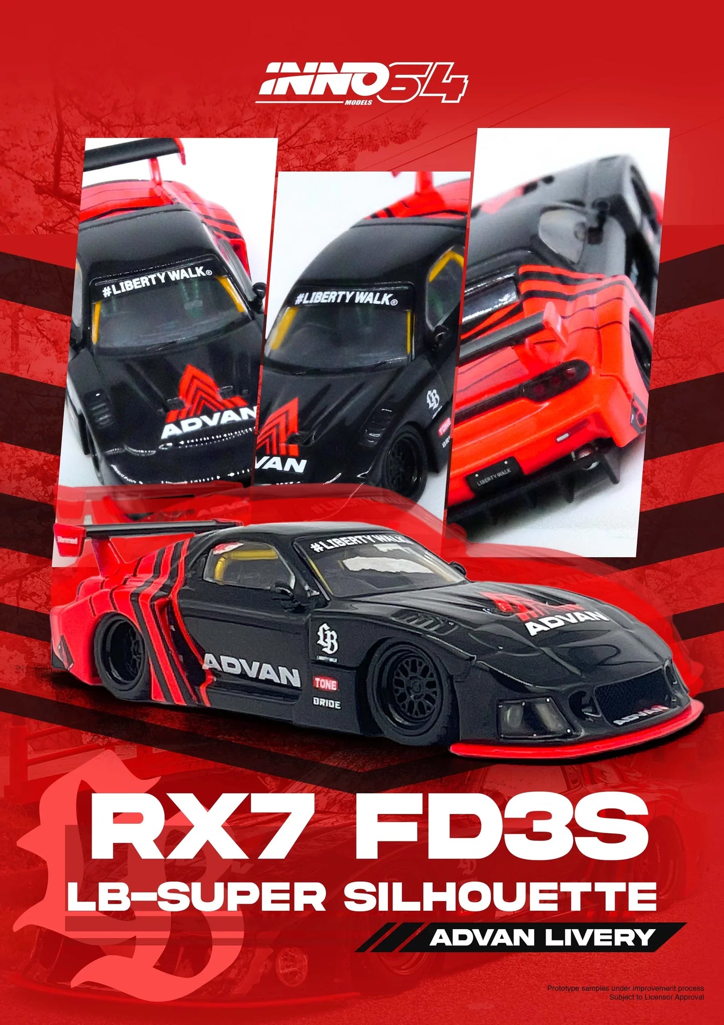 INNO64 - Mazda RX7 (FD3S) LBWK LB Super Silhouette *Advan Livery* - Scala 1/64 IN64-LBWK-RX7-05
