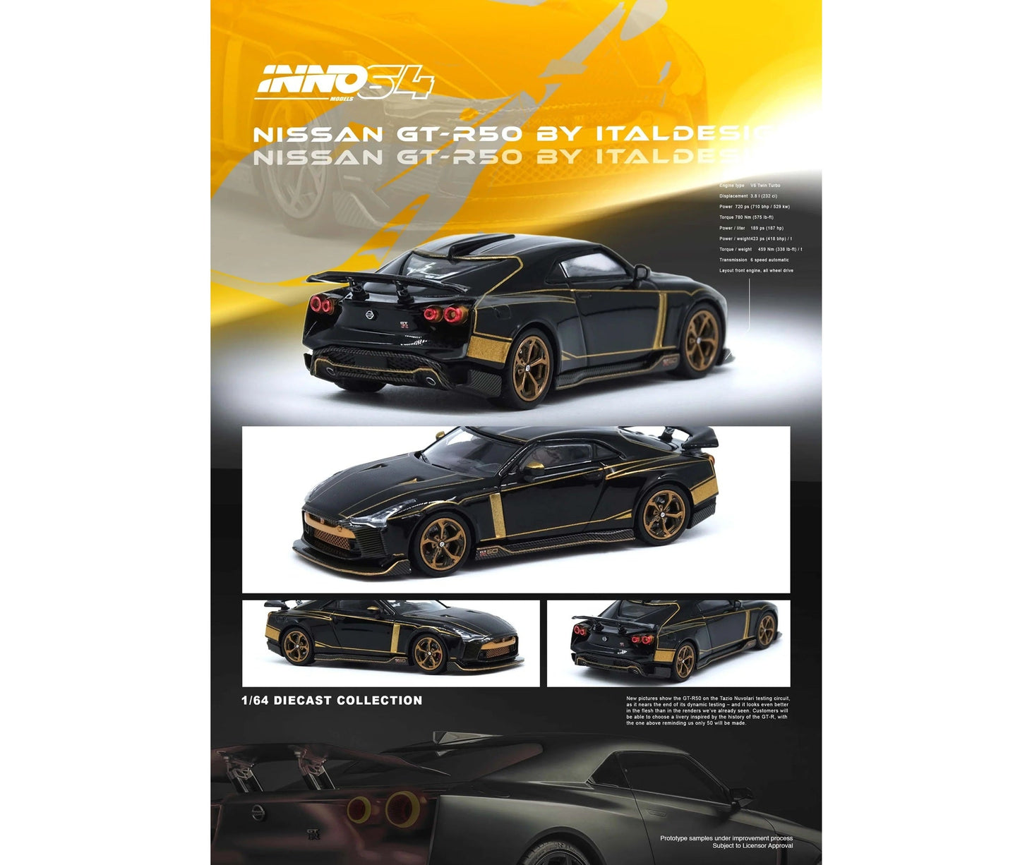 INNO64 - Nissan GT-R50 par Italdesign Noir - Échelle 1/64 IN64-R50-BLK