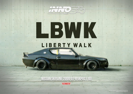 INNO64 - Nissan Skyline 2000 GT-R (KPGC110) LB WORKS « KENMERI » Noir - Échelle 1/64 IN64-KPGC110LB-BLA