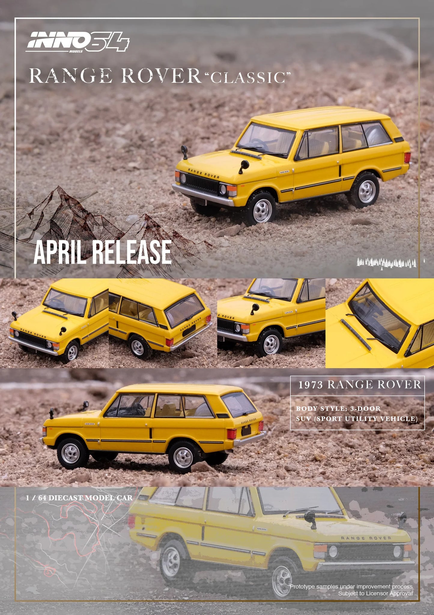 INNO64 - Range Rover « Classic » Jaune sang - Échelle 1/64 IN64-RRC-SGYL