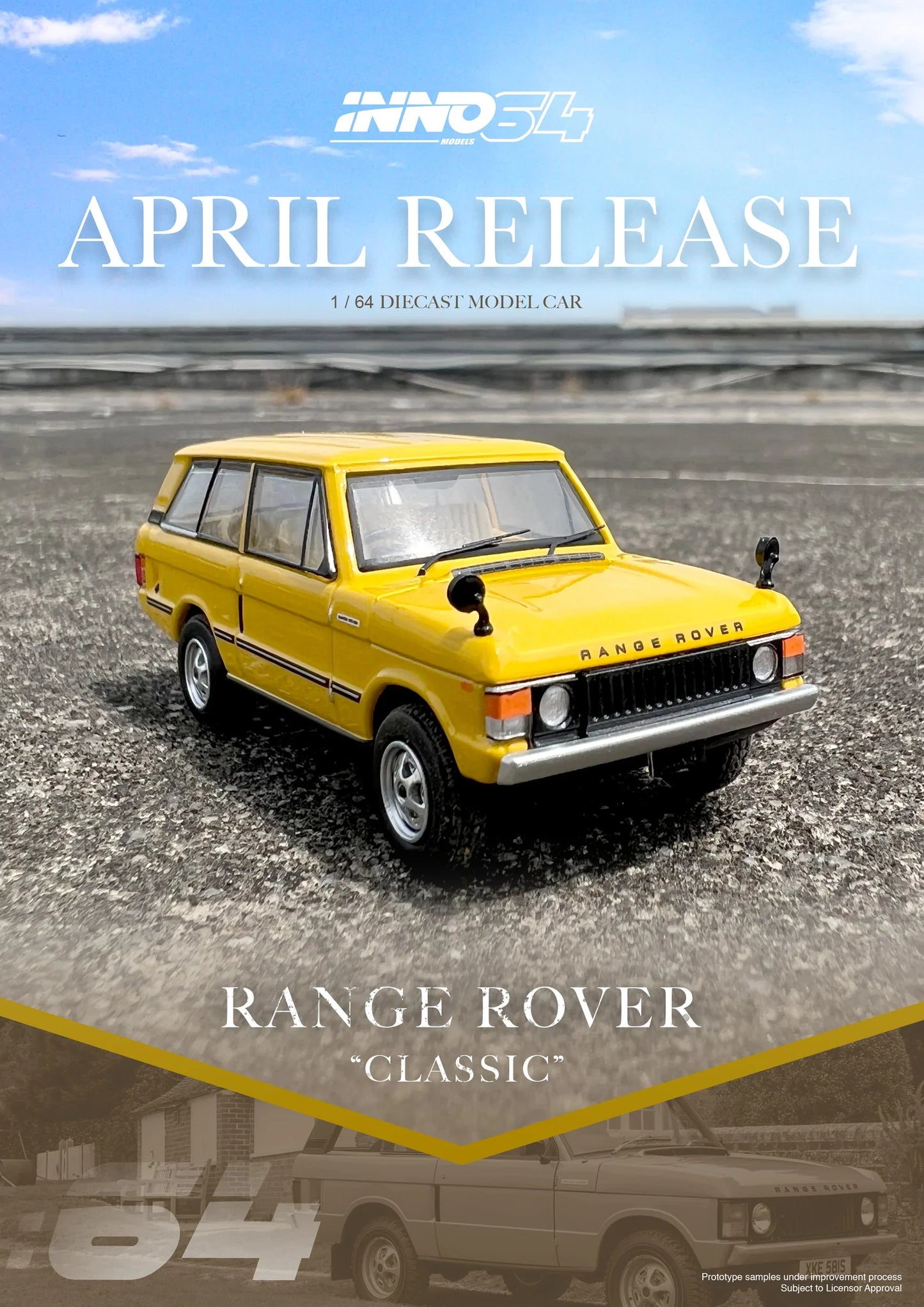 INNO64 - Range Rover « Classic » Jaune sang - Échelle 1/64 IN64-RRC-SGYL