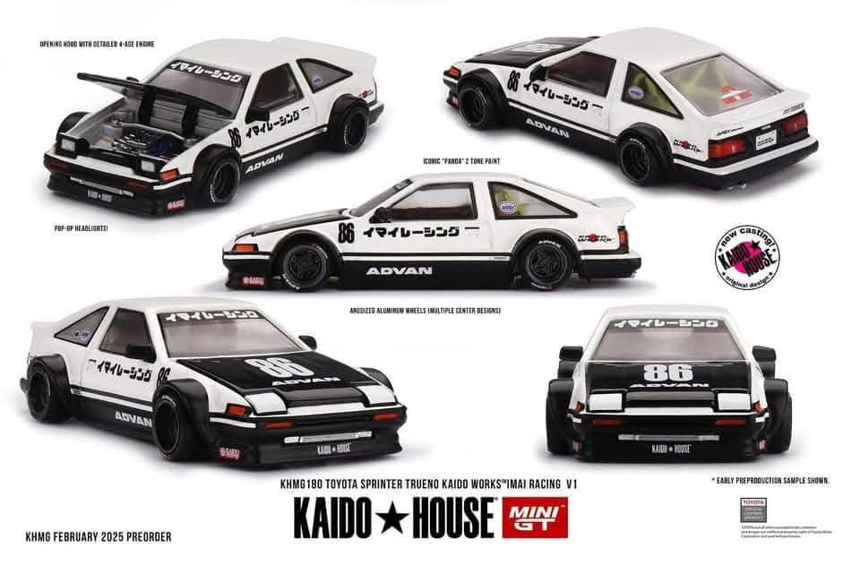Mini GT Kaido House - Toyota Sprinter Trueno Kaido House IMAI Racing V1 1983 - Scale 1/64 KHMG180