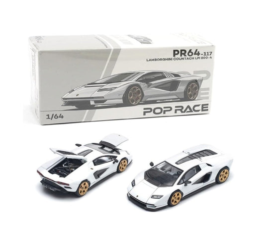 Pop Race - Lamborghini Countach LPI 800-4 Blanche Échelle 1/64 PR64-0117