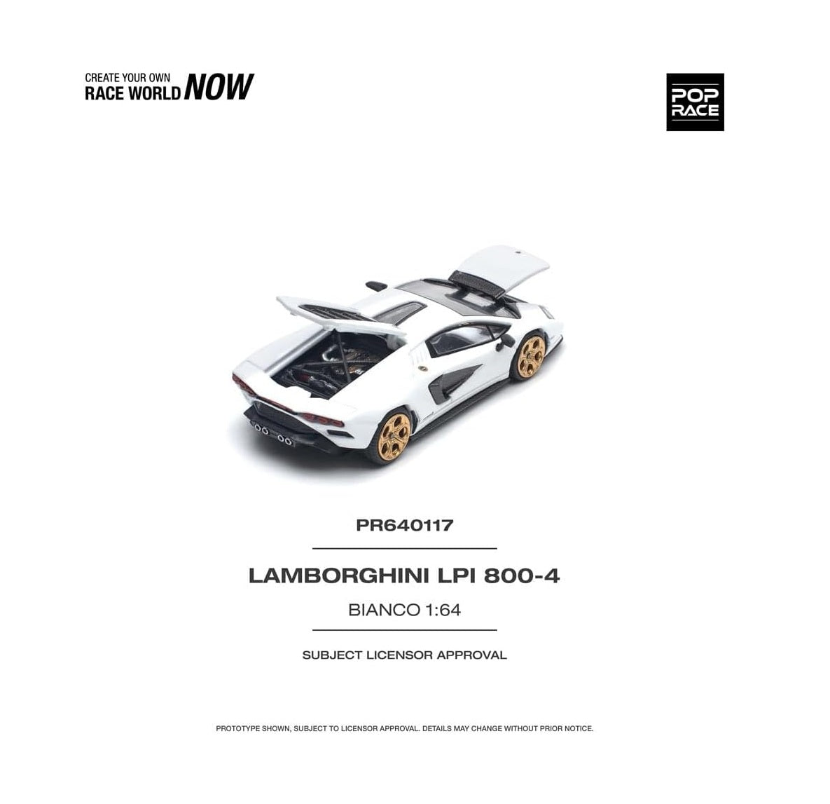 Pop Race - Lamborghini Countach LPI 800-4 Blanche Échelle 1/64 PR64-0117