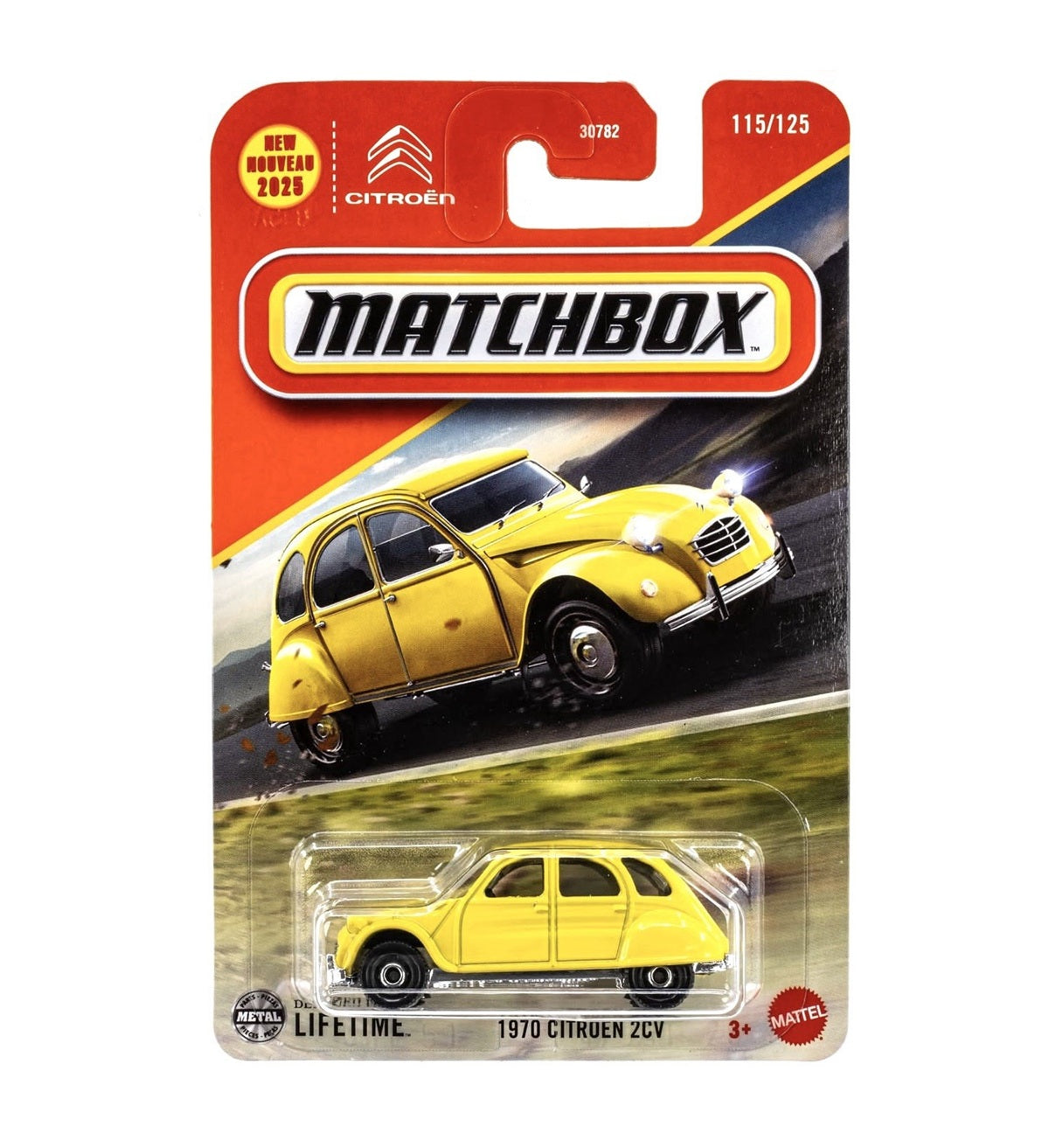 Matchbox - Citroën 2CV 1970 n° 115 Carte longue - Échelle 1/64 environ.