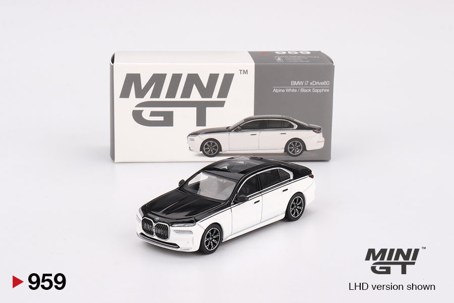 Mini GT - BMW i7 xDrive60 Blanc Alpin / Noir Saphir - Échelle 1/64 MGT00959-L