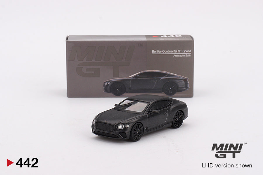 Mini GT - Bentley Continental GT Speed Anthracite Satiné MiJo Exclusives LHD - Échelle 1/64 MGT00442-MJ