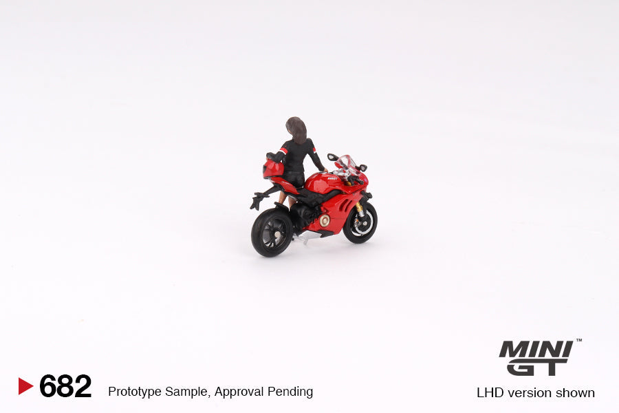 Mini GT - Ducati Panigale V4 S avec Ducati Girl - Échelle 1/64 MGT00682