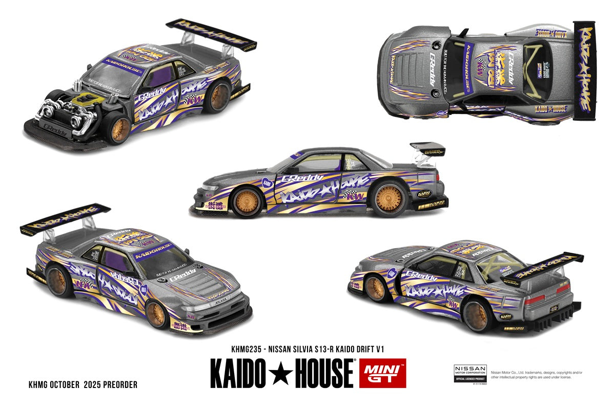 Mini GT - Nissan Silvia S13 -R KAIDO DRIFT V1 - Kaido House - 1/64 Scale KHMG235