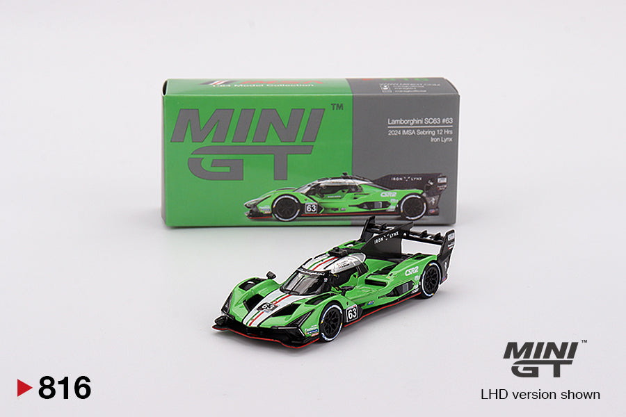 Mini GT - Lamborghini SC63 #63 Iron Lynx 2024 IMSA Sebring 12 Hrs - Scala 1/64 MGT00816-L