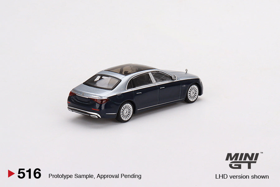Mini GT - Mercedes-Maybach S680 Cirrus Silver / Nautical Blue Metallic (conduite à droite) - Échelle 1/64 MGT00516-R