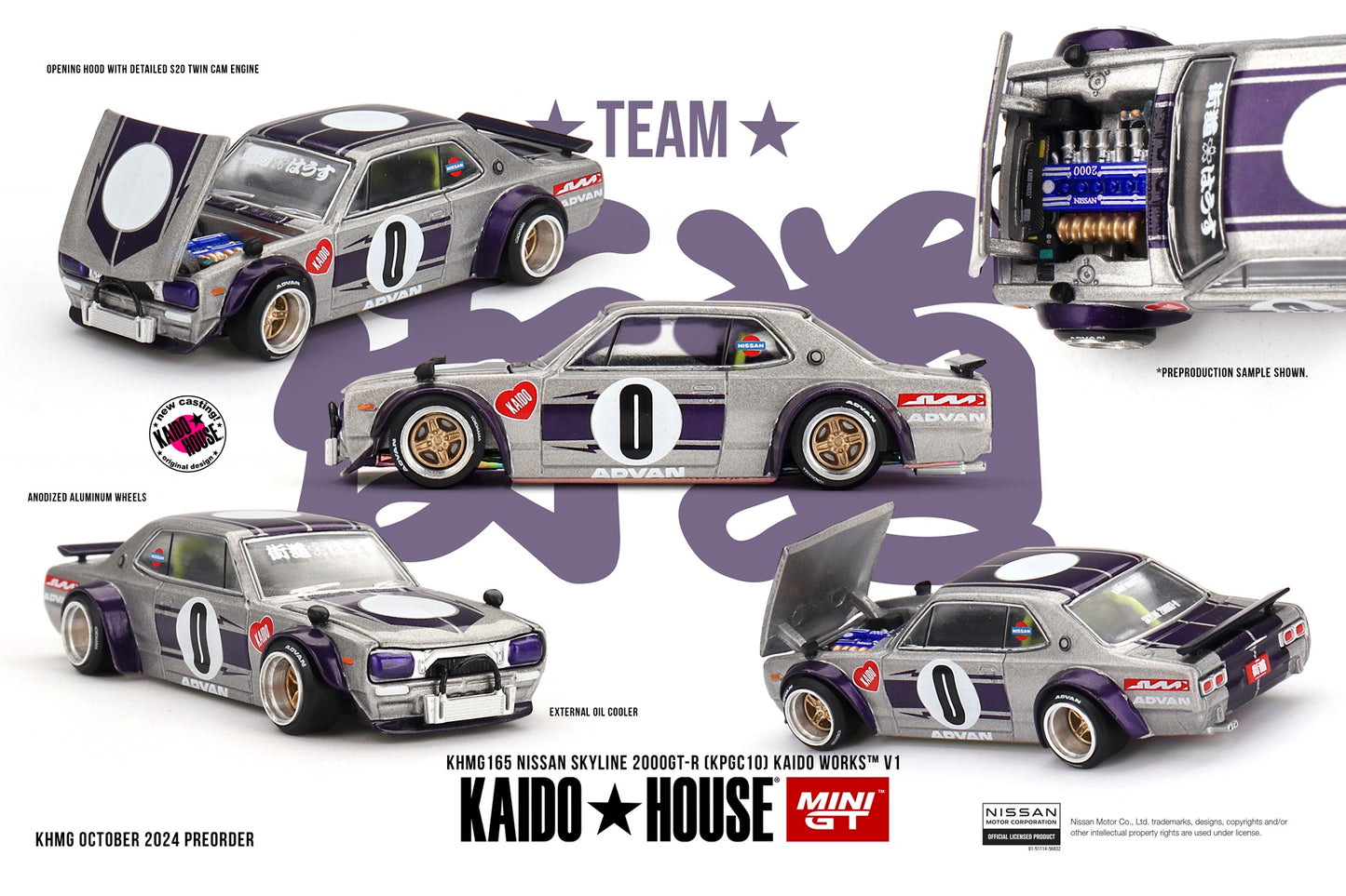 Mini GT - Nissan Skyline 2000GT-R (KPGC10) Kaido Works V1 - KAIDO HOUSE Scale 1/64 KHMG165