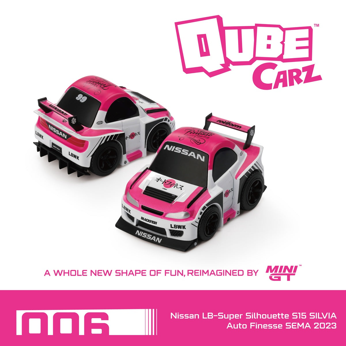 Mini GT QUBE Carz Series - Nissan Silvia S15 LB-Super Silhouette