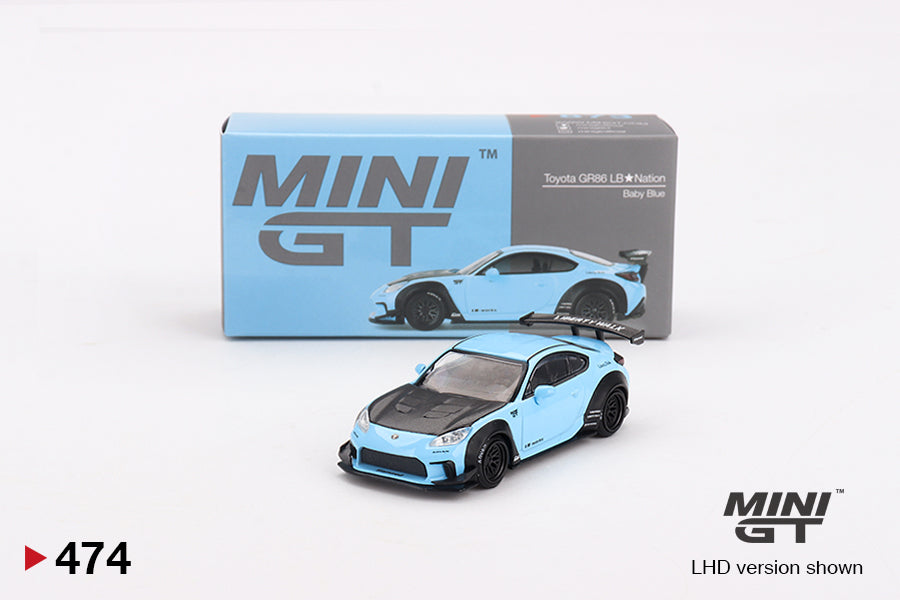 Mini GT - Toyota GR86 LB★Nation Baby Blue LDH - Scale 1/64 MGT00873-L