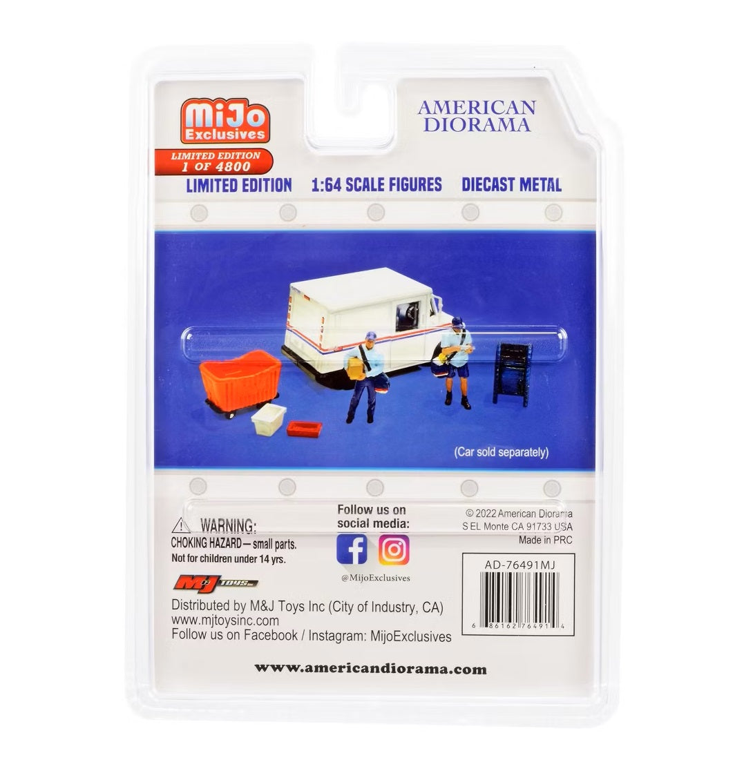 American Diorama - Coffret de figurines en métal du service postal, MiJo Exclusives - Échelle 1/64 AD-76491MJ