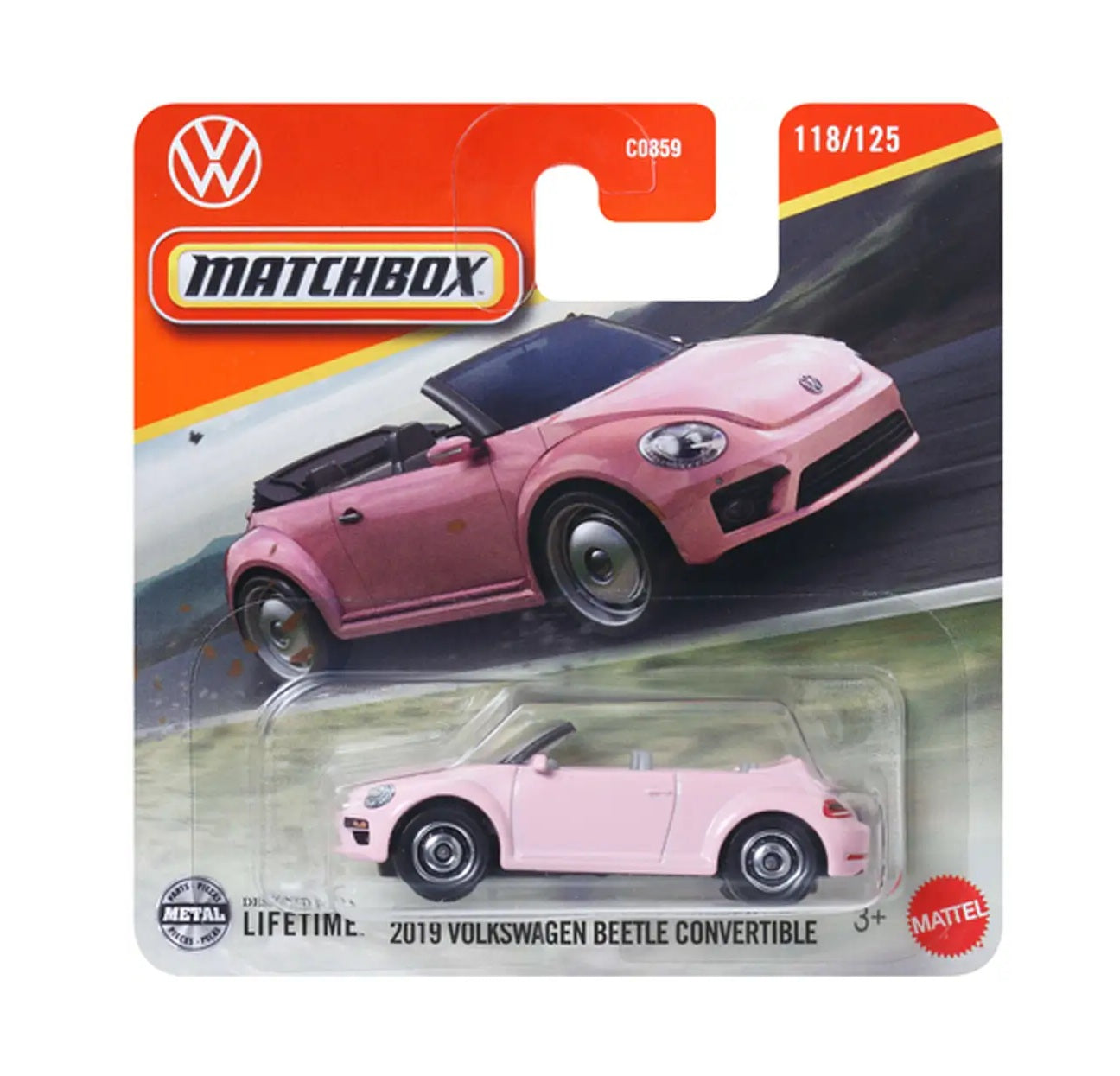 Matchbox - Volkswagen Beetle Convertible 2019 Pink #118 - Scale 1/64 Approx