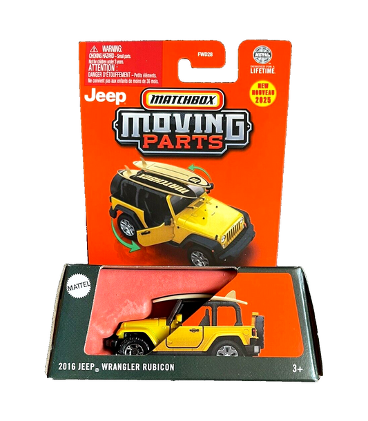 Pièces mobiles Matchbox - Jeep Wrangler Rubicon 2016 - Échelle 1/64 environ