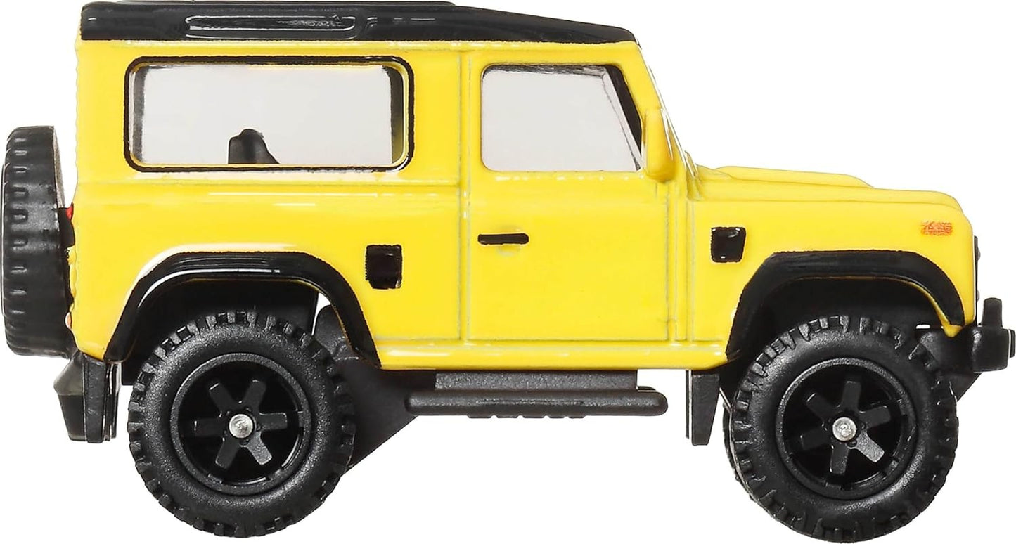 Hot Wheels Premium - Land Rover Defender 90 Yellow - Series Car Culture Off Road - Scale 1/64