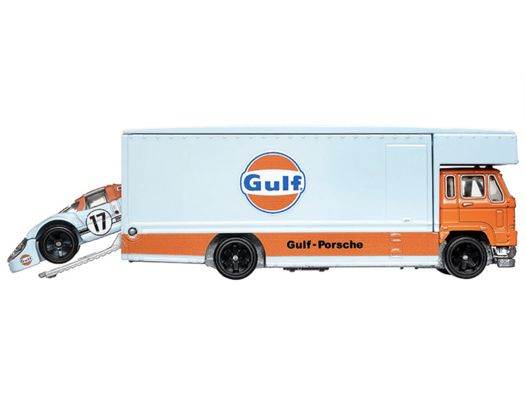Hot Wheels Premium - Porsche 917 LH & Fleet Flyer Gulf - Series Car Culture Team Transport - Scala 1/64