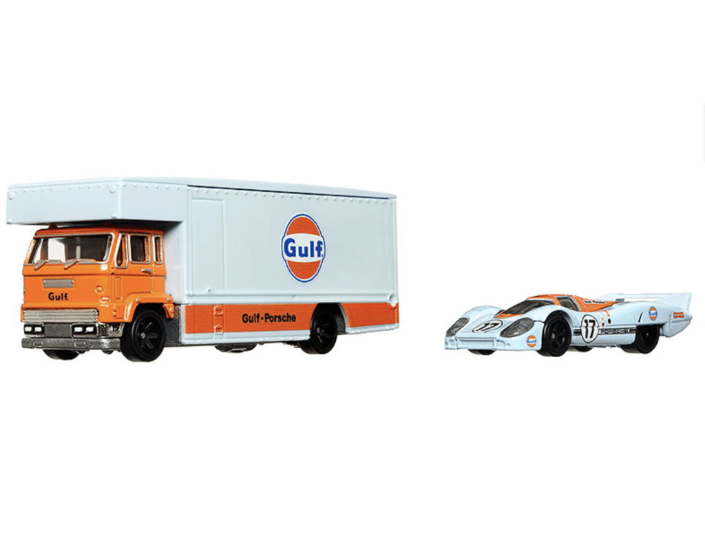 Hot Wheels Premium - Porsche 917 LH & Fleet Flyer Gulf - Series Car Culture Team Transport - Scala 1/64