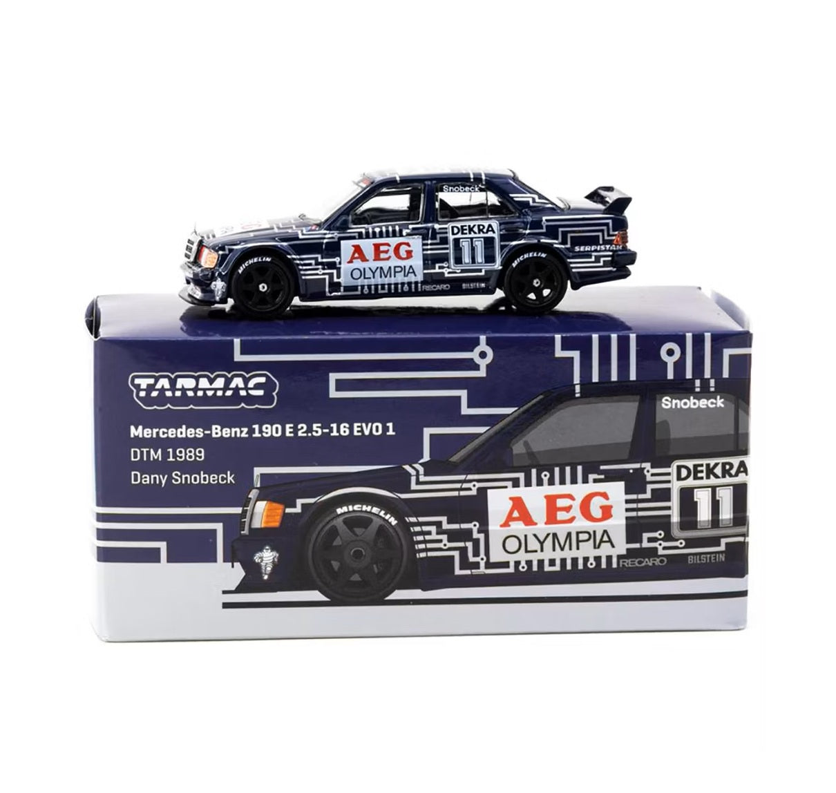 Mercedes-Benz 190 E 2.5-16 Evo 1 DTM 1989 Dany Snobeck MiJo Exclusives - Tarmac Works - Échelle 1/64 T64G-057-89DTM11