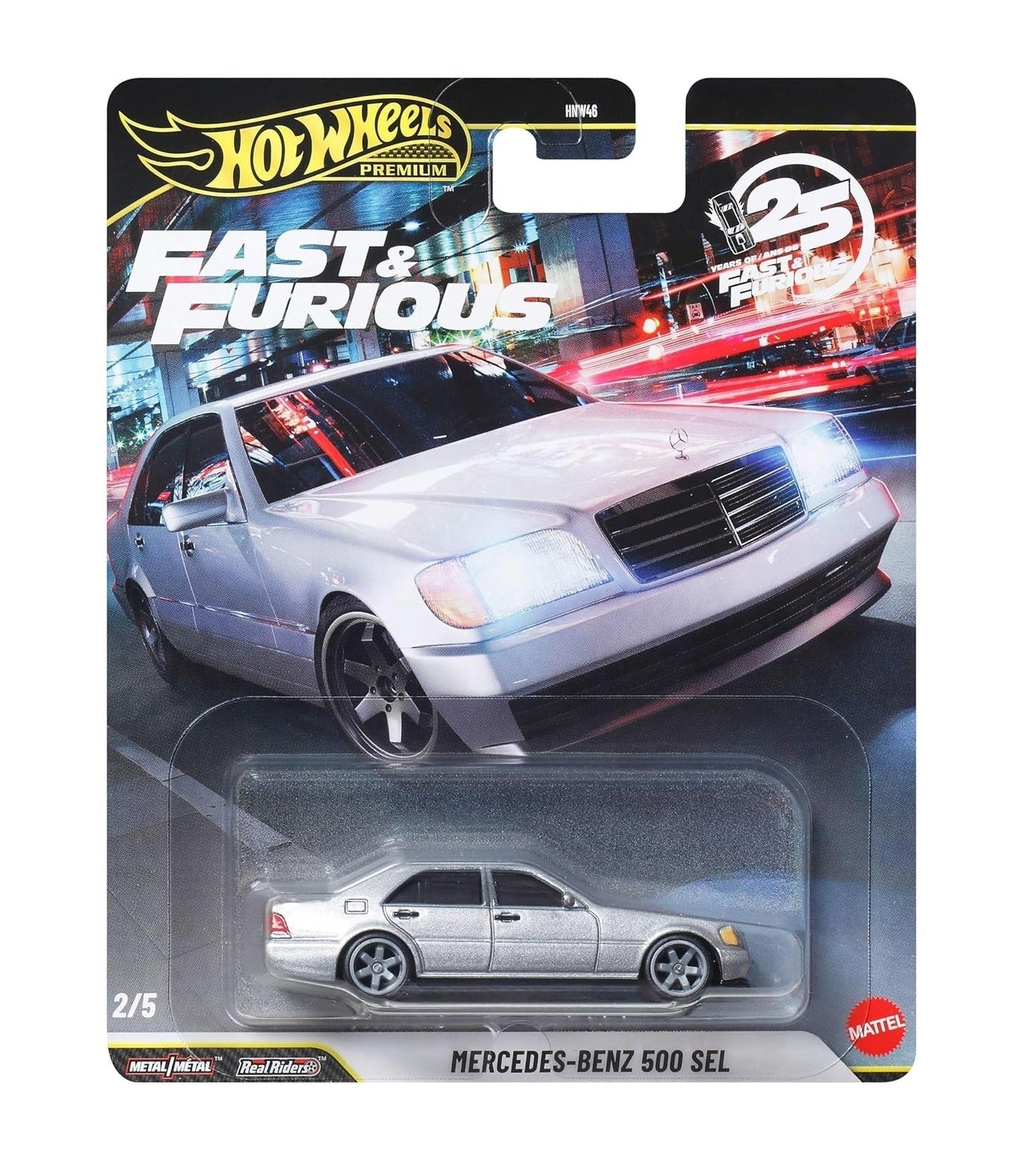 Hot Wheels Premium - Mercedes-Benz 500 SEL Fast & Furious 25e anniveRSaire - Échelle 1/64