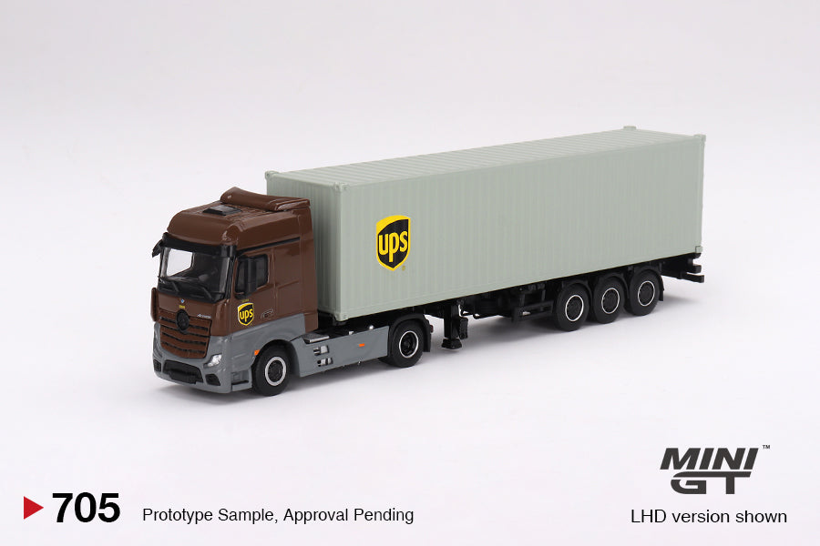 Mini GT - Mercedes-Benz Actros avec conteneur de 40 pieds « UPS Europe » - Échelle 1/64 MGT00705