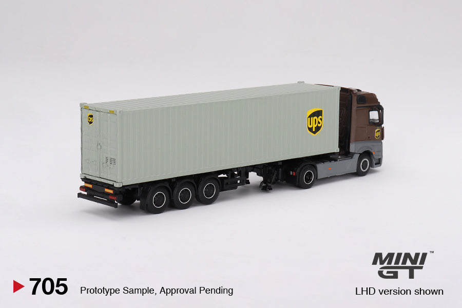 Mini GT - Mercedes-Benz Actros avec conteneur de 40 pieds « UPS Europe » - Échelle 1/64 MGT00705