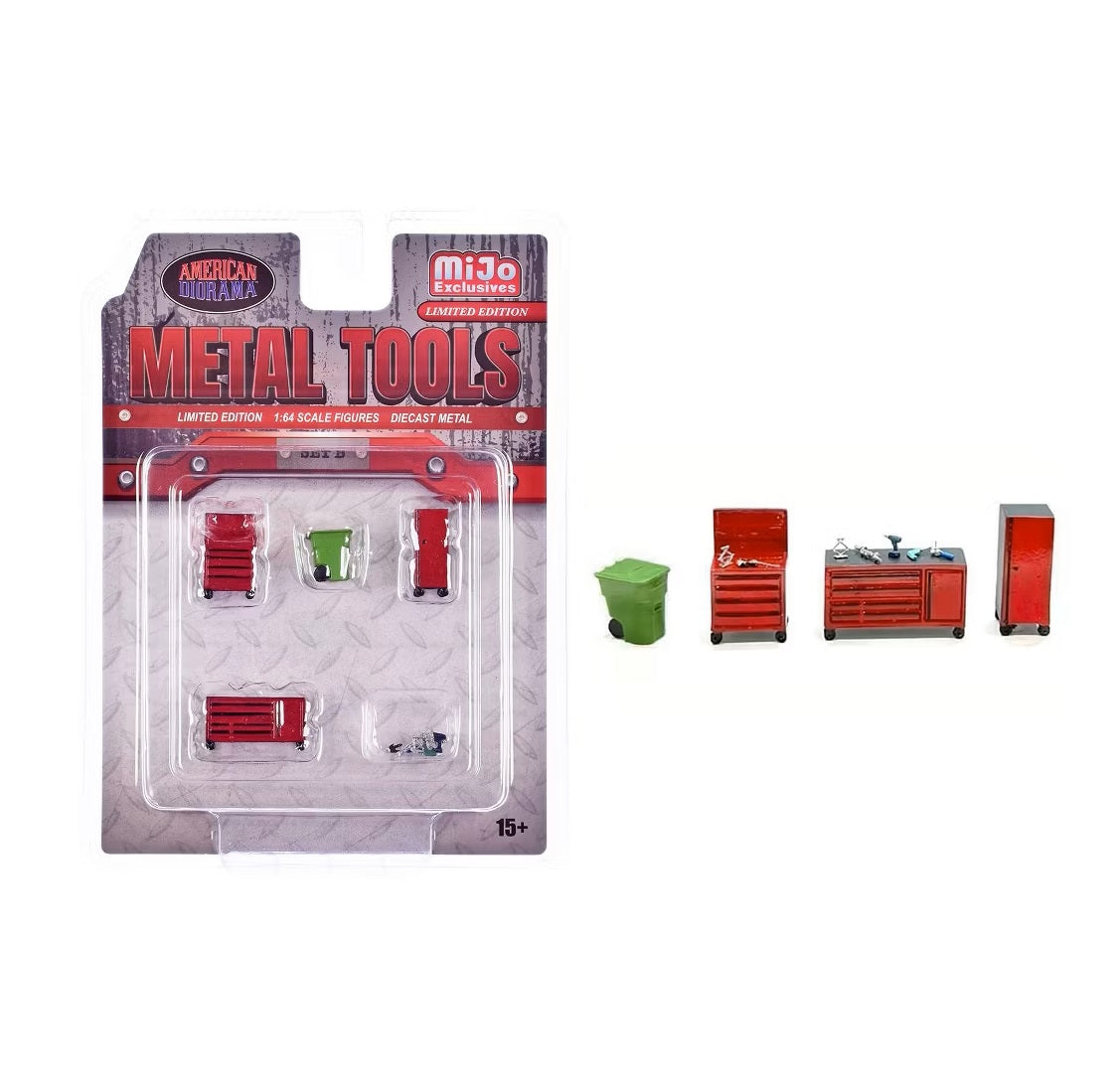 Diorama américain - « Outils en métal » Coffret B de 5 pièces Édition limitée MiJo Exclusives - Échelle 1/64 AD-2411MJ