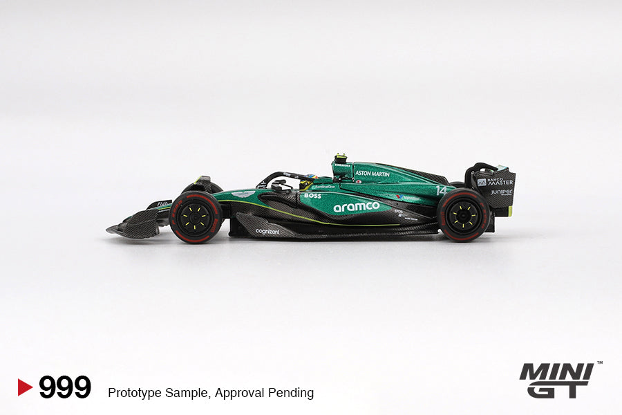 Mini GT - Aston Martin AMR24 #14 Fernando Alonso 2024 F1 2024 Bahrain GP - Scala 1-64 MGT00999-BL Blister Packaging