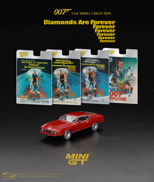Mini Gt - Ford Mustang Mach 1 1971 - Les diamants sont éternels 007 James Bond - Échelle 1/64 MGT00905-007E Blister anglais