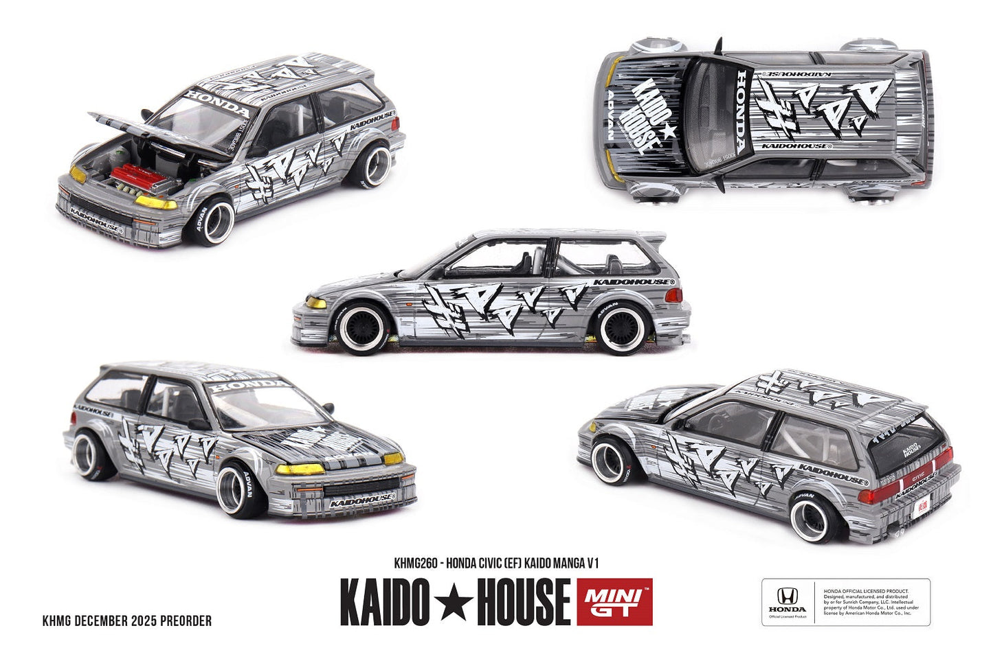Mini GT - Honda Civic (EF) KAIDO MANGA V1 1987 - Kaido House - 1/64 Scale KHMG260