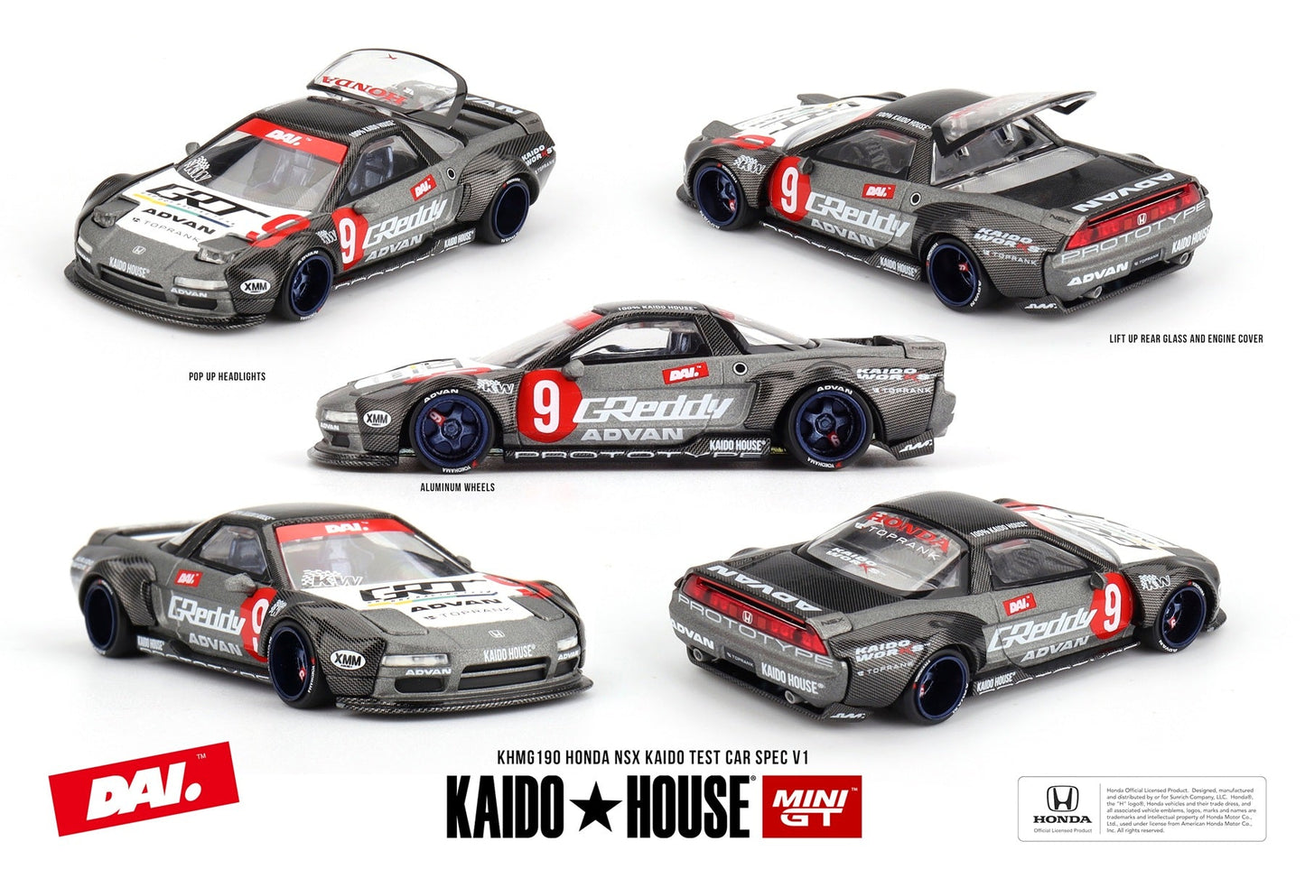 Mini GT Kaido House - Honda NSX Kaido Test Car Spec V1 - 1/64 Scale KHMG190