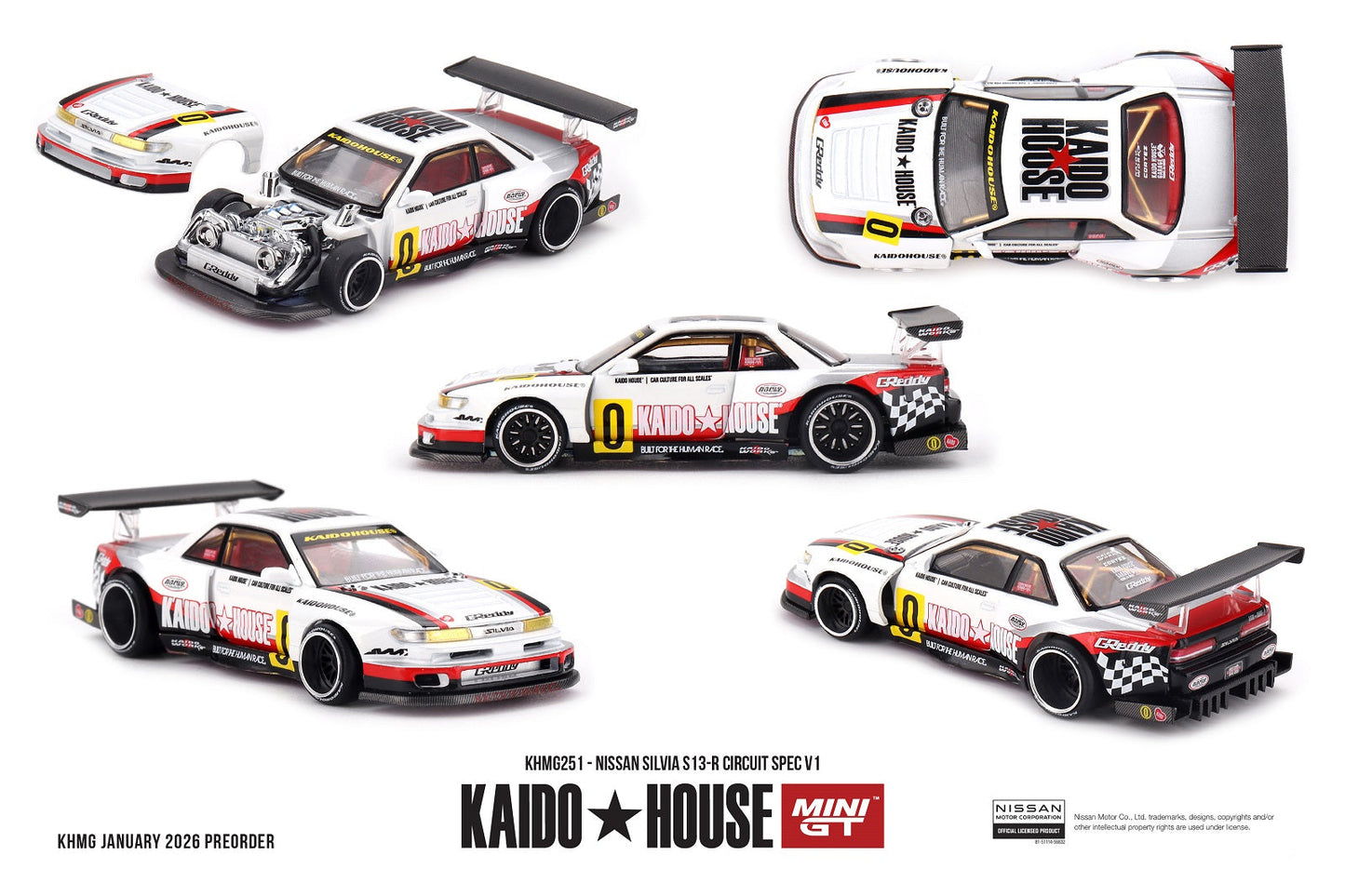 Mini GT - Nissan Silvia S13-R Circuit Spec V1 1991 - Kaido House - Scala 1/64 KHMG251