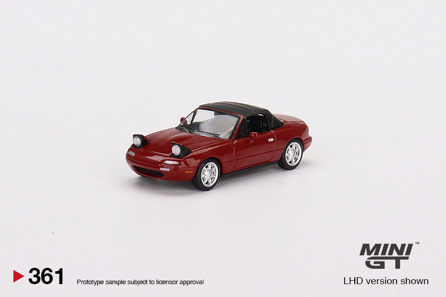 Mini GT - Mazda Miata MX-5 (NA) Phare rouge classique relevé / Capote souple - Échelle 1/64 MGT00361-L