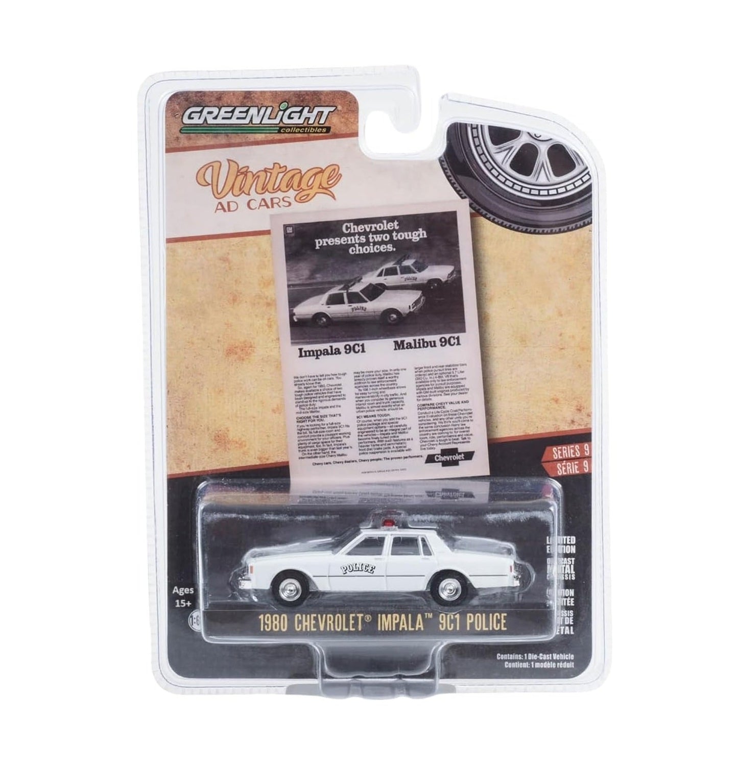 Greenlight Collectibles - 1980 Chevrolet Impala 9C1 Police - Vintage AD Cars - Scale 1/64