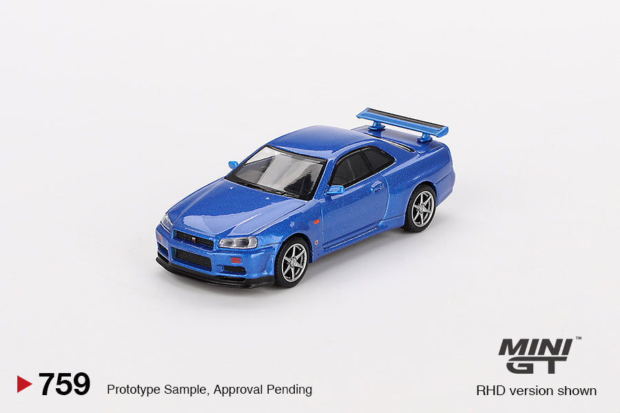 Mini GT - Nissan Skyline GT-R (R34) V-Spec Bayside Blue - Échelle 1/64 MGT00759-R
