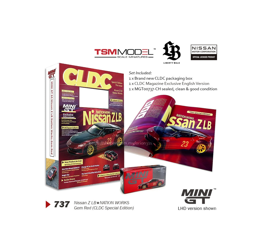Mini GT - Nissan Z LB★NATION WORKS Gem Red CLDC Magazine Exclusif - Échelle 1/64 MGT00737