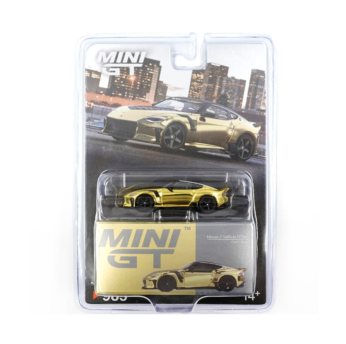 Mini GT - Nissan Z VeilSide FFZ400 Gold Chrome - Scale 1/64 MGT00985-BL Blister Packaging
