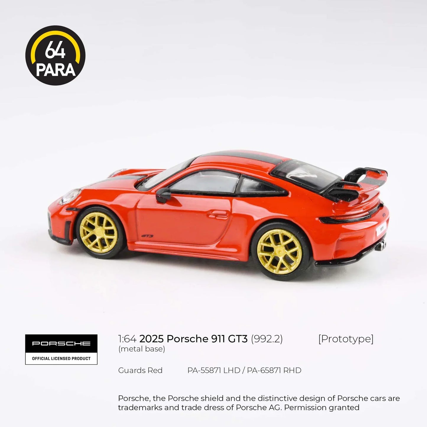 Para64 - Porsche 911 GT3 (992.2) Guards Red - Scale 1/64 PA-55871 LHD