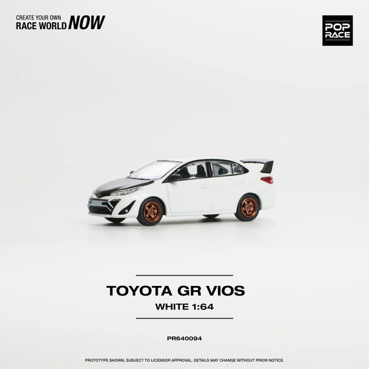 Pop Race - Toyota Vios Gr 2022 Blanc Échelle 1/64 PR64-0094