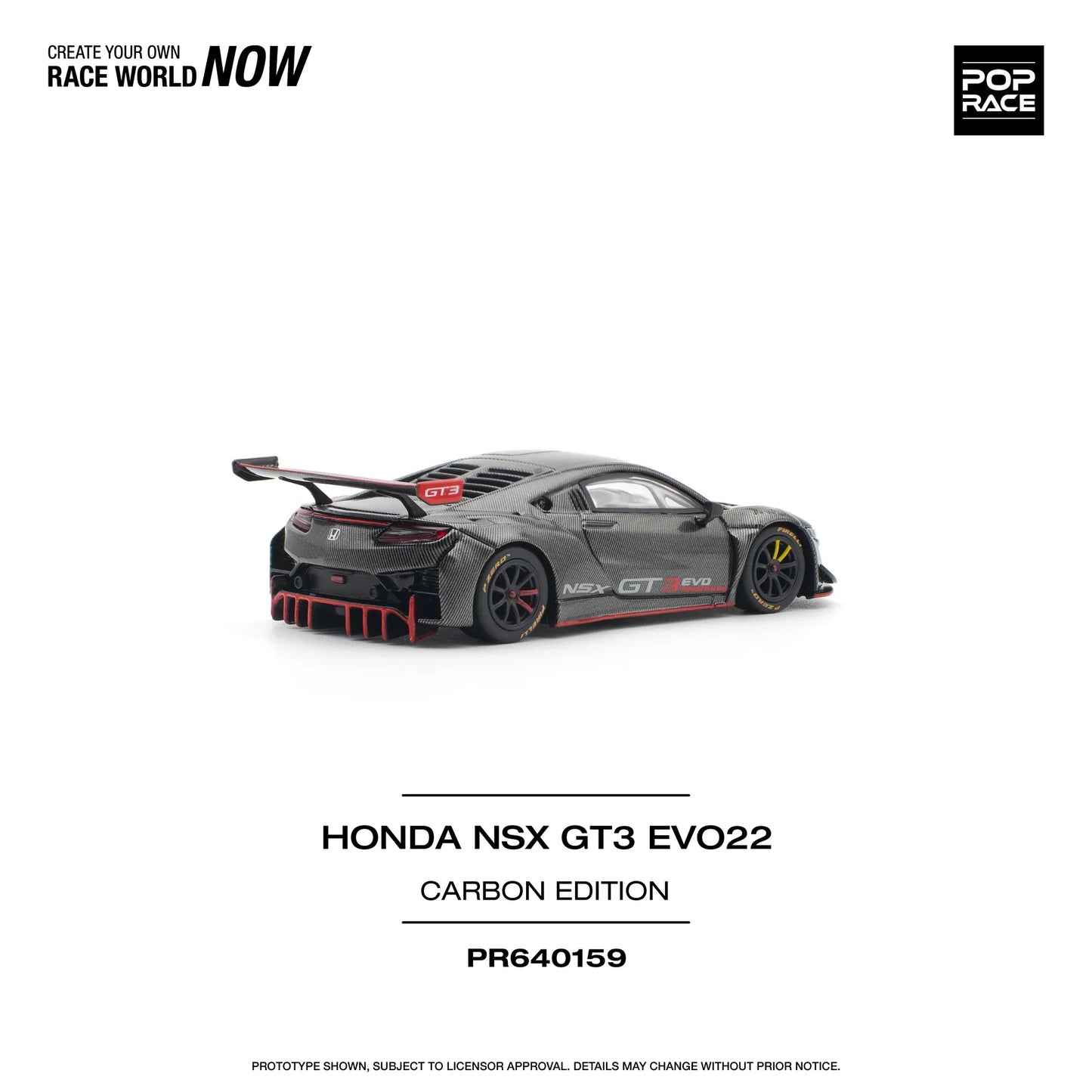 Pop Race - Honda NSX GT3 EVO22 Carbon Edition - Scale 1/64 PR64-0159