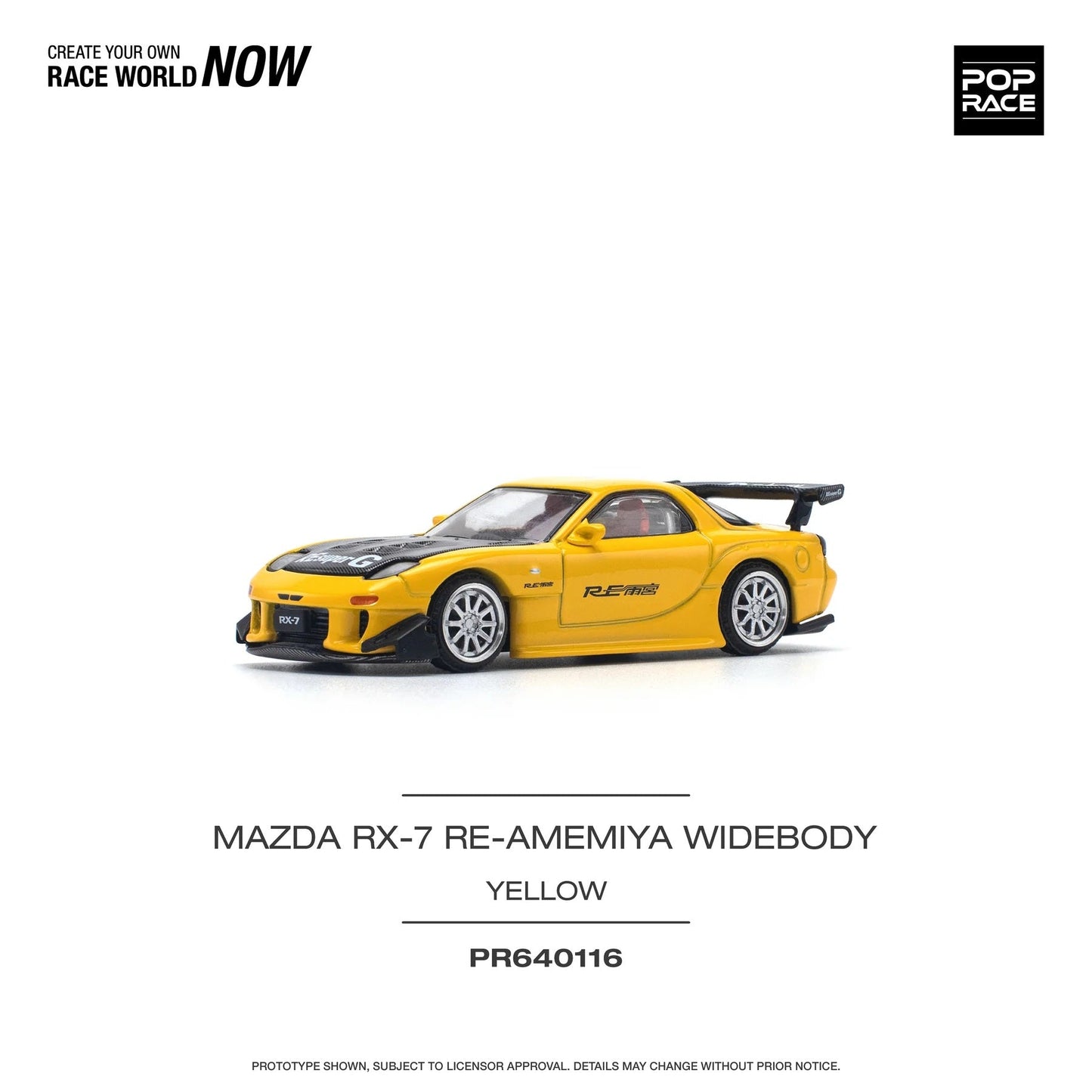 Pop Race - Mazda RX-7 FD3S RE-AMEMIYA Widebody Yellow - Scale 1/64 PR64-0116
