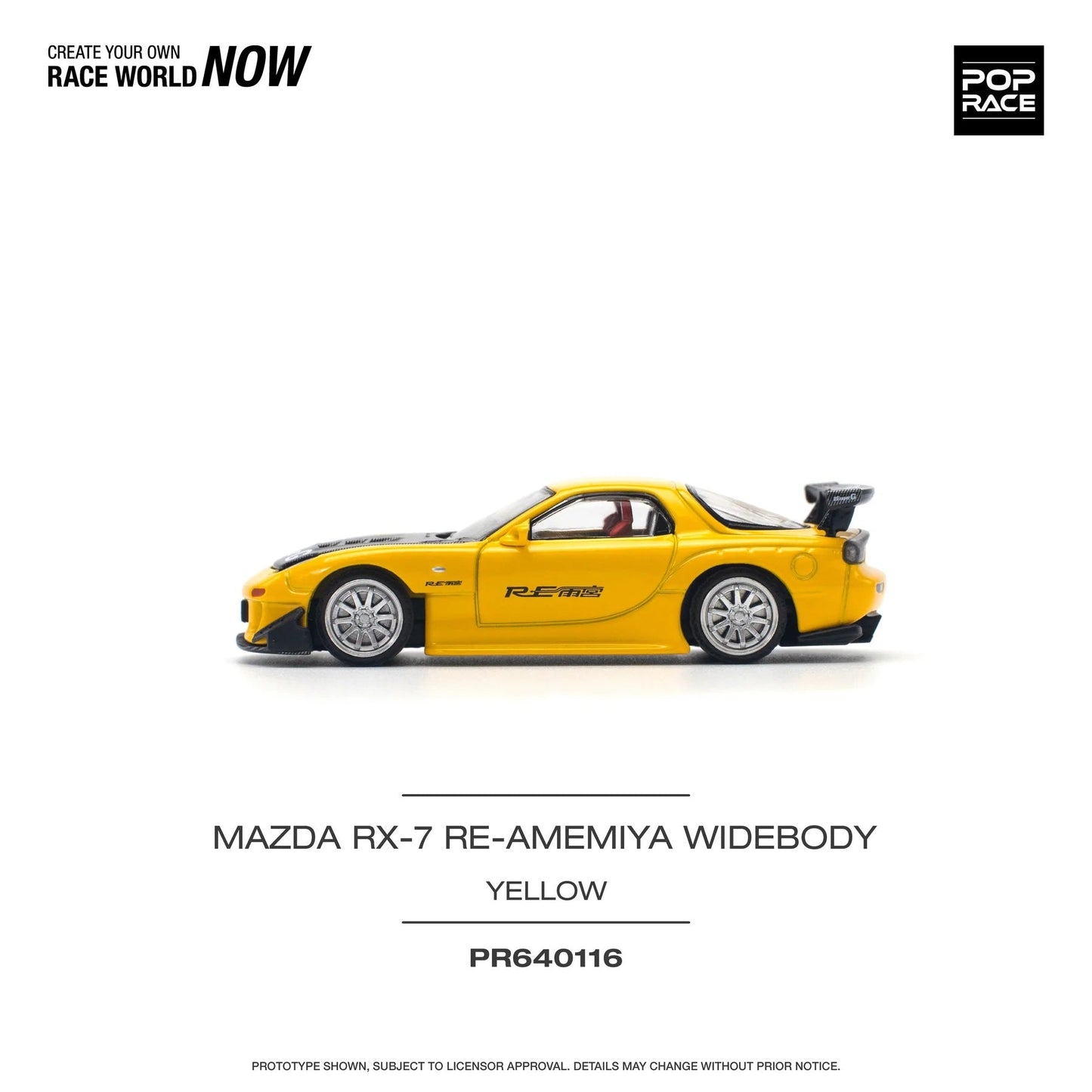 Pop Race - Mazda RX-7 FD3S RE-AMEMIYA Widebody Yellow - Scale 1/64 PR64-0116