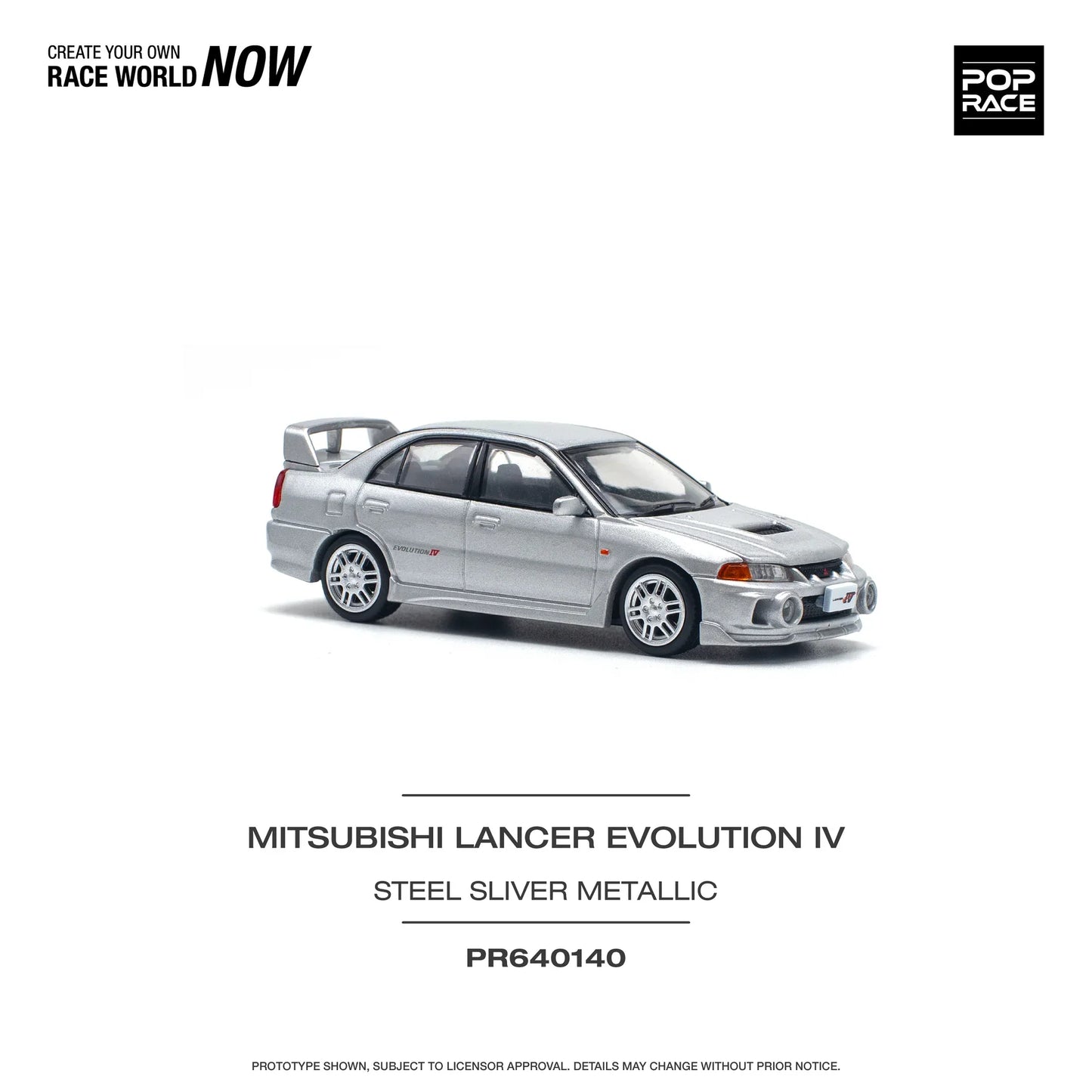 Pop Race - Mitsubishi Lancer Evolution IV Steel Silver Metallic - Scala 1/64 PR64-140
