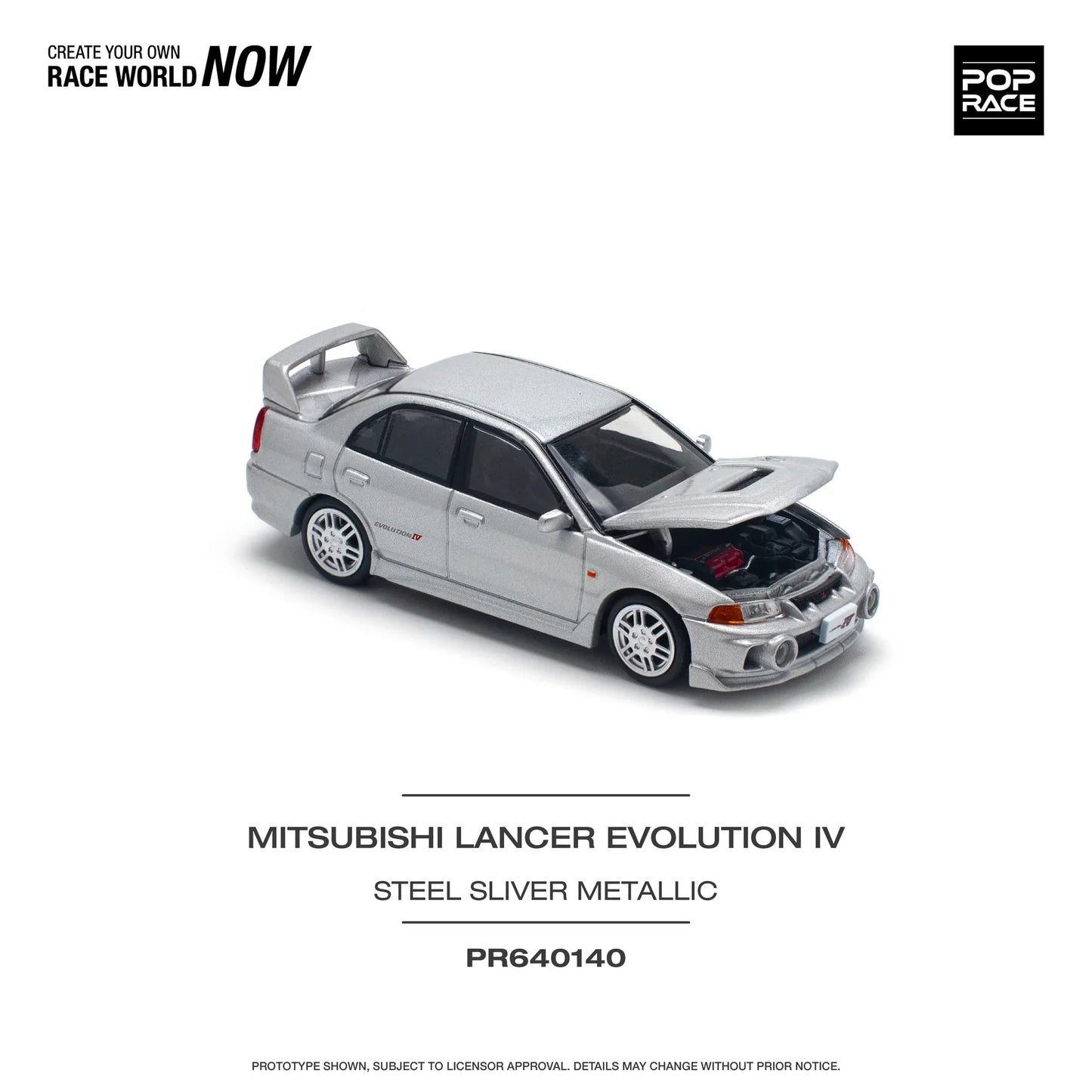 Pop Race - Mitsubishi Lancer Evolution IV Steel Silver Metallic - Scala 1/64 PR64-140